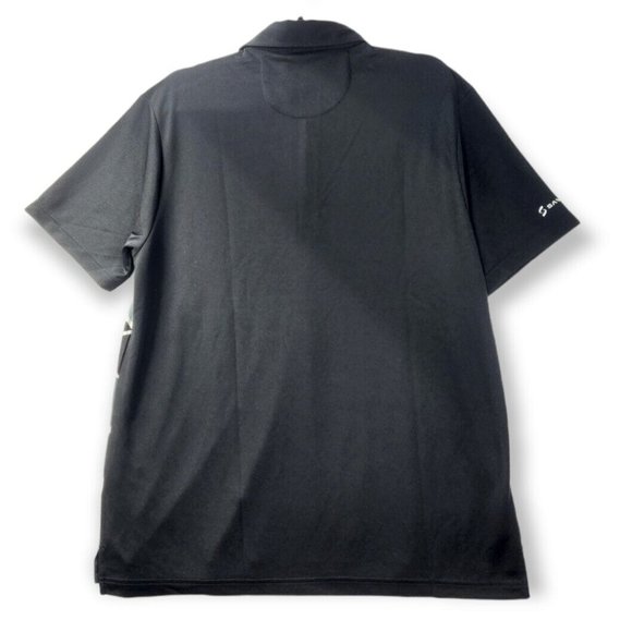 Savalino Mens Bowling Black Size S - 3XL Aron Geometric Polo Golf Shirt UV30+ - Picture 3 of 10